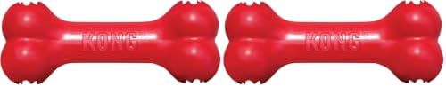 KONG Goodie Bone - Classic Durable Natural Rubber Dog Bone, Supports Mental Engagement - Treat Dispensing - Red - for Medium Dogs (Pack of 2)