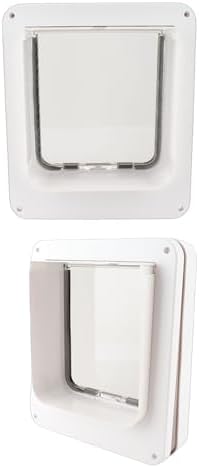 Fabater Smart Cat Door, 4 Way Locking Collar Activated Dog Flap, Automatic Pet Door with 2 Collars for Interior Exterior Window Wall Fence