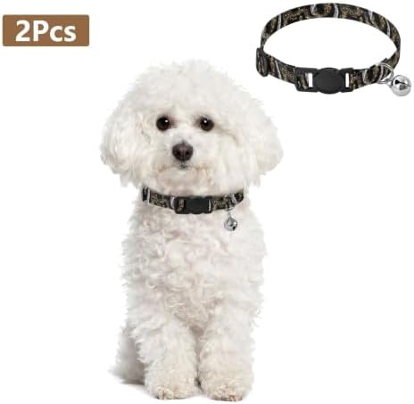 Piano Keys Golden Musical Notes Easy to Clean Kitten Collars 2 Pack Lightweight Small Dog Collar