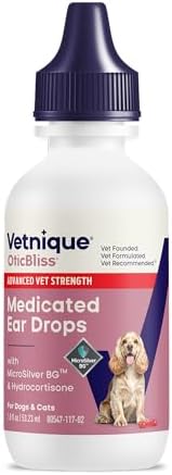 Vetnique Oticbliss Medicated Ear Drops for Dogs & Cats, Infection & Allergy (Ear Infection Drops)