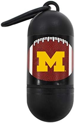 Pets First NCAA MICHIGAN WOLVERINES PET LICENSED Poop Waste Bag Dispenser and D Ring for Leash with 1200 Premium Garbage Bags