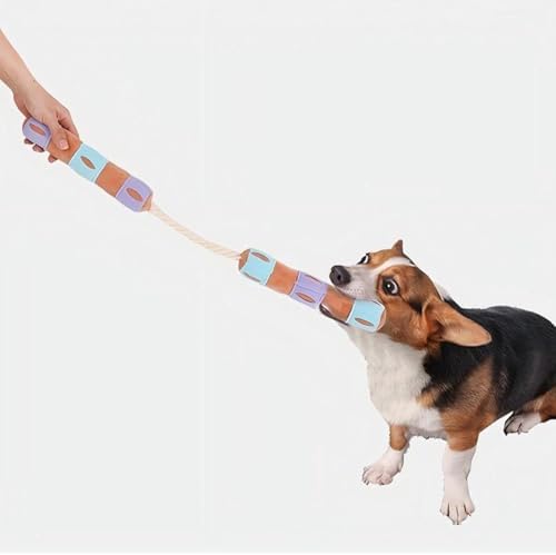 Playful Paws Nunchakus Dog Toy Dog Chew Toys Dog Enrichment Toys with Squeaky and Hidden Treats Interactive Dog Puzzles Toy Snuffle for Dogs (Brown)