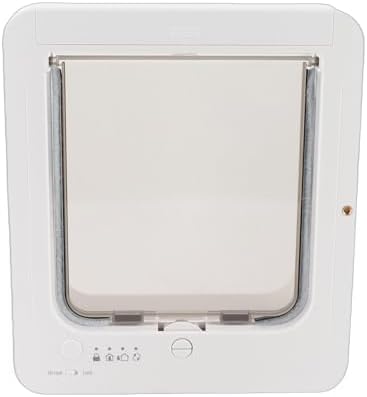Smart Cat Door, Collar Activated Automatic Sensing with 4 Way Locking and Easy Installation, Automatic Pet Door for Interior and Exterior Home Use