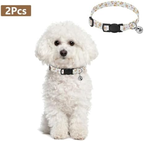 2 Pack Pet Collar Cute Cartoon Corgi Dog Kitten Bell Collar, Adjustable 10.6 to 17.1 Inches