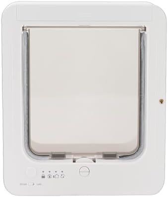 Fabater Smart Cat Door, 4 Way Locking Collar Activated Dog Flap, Automatic Pet Door with 2 Collars for Interior Exterior Window Wall Fence