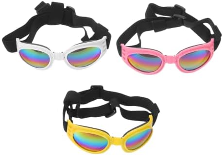 TOYANDONA 3pcs Lightweight Plastic Sunglasses for Dogs with Nonslip Adjustable Strap, Fashionable Eyewear for Medium Breeds, for Driving and Travel Outdoor Activities