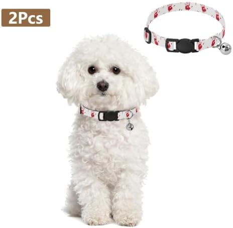 Red Blood Handprints White Collars for Cats, 2 Pack Cat Collar Breakaway with Bell