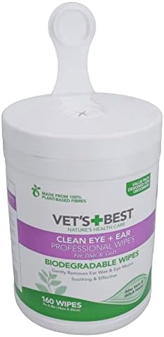 AB Tools 160PK Natural Dog Cat Puppy Pet Ear & Eye Cleaning Wipes Dog Hygiene