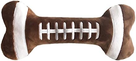 Huxley & Kent Funny Dog Toy w/Squeaker – Power Plush Squeaky Dog Toys for Small, Medium & Large Dogs – Soft Stuffed Animal for Indoor Play & Fetch - Football Bone, Small