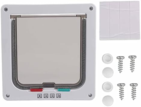 Zopsc Lockable Pet Cat Door, 4 Way Cat Flap Door for Small Dog, Pet with Lock for Dog Indoor Outdoor