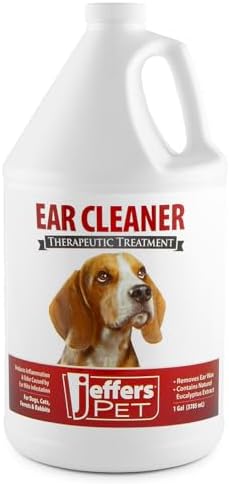 Jeffers Pet Ear Cleaning Solution for Dogs, Cats & Puppies, 128 oz – Aloe Vera Ear Wash for Wax & Odor Removal, Itchy Ear Comfort, Routine Ear Hygiene, Home Grooming, Travel Friendly Pet Care