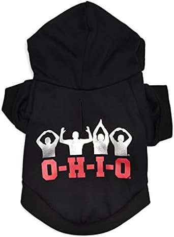 THE WORTHY DOG Ohio State Hooded Cotton Sweatshirt for Dogs & Cats, O-H-I-O
