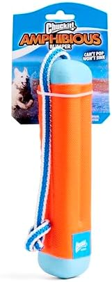 Chuckit! Amphibious Bumper Fetch Stick Toy for Dogs-Floats in Water-Interactive Dog Toys to Keep Them Busy-Tough Rubber,Nylon & Foam - Non-Slip Rope Handle - Assorted Colors, Medium (Pack of 12)