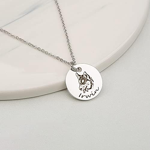Anavia Personalized Pet Portrait Necklace, Handmade Memorial Jewelry Gift, Custom Round Disc Photo Engraved Necklace for Animal Lovers, Dog Mom, Dog Dad