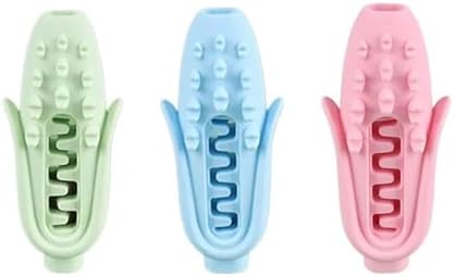 Corn-Shaped Dog Chew Toy for Small to Medium Dogs, Silicone Dental Cleaning Stick, Pink, Interactive Enrichment Toy (Green)