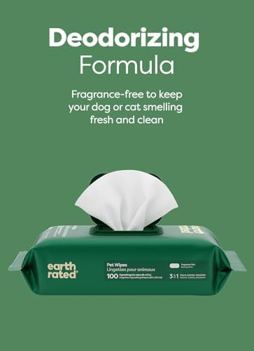 Earth Rated Dog Wipes for Paws & Butt, Deodorizing, Unscented, 200ct