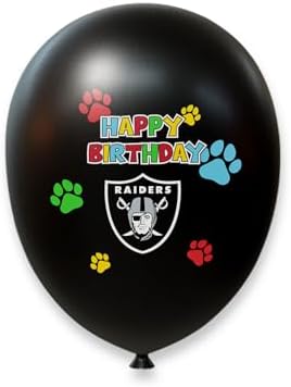 NFL LAS Vegas Raiders Dog Birthday Party Set 10pcs with 1 Football Bandana Large/X-Large, 1 Crown Hat, 1 Banner, 1 Birthday Cake Toy & 6 B-Day Balloons, Dog Birthday Set, Costume, Fun Doggie Pawty
