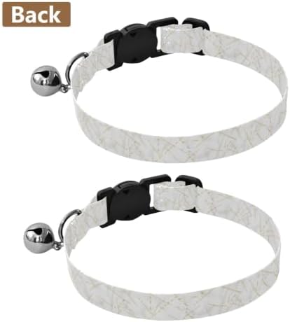 White Marble Collar for Cats, 2 Pack Cat Bell Collar