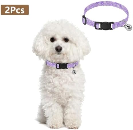 Marble Purple Easy to Clean Small Dog Collar 2 Pack Collars for Cats