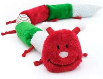 ZippyPaws Christmas Caterpillar Dog Toy - Stuffed Animals for Small & Medium Dogs & Puppies, Plush Interactive Squeaky Toys, Stocking Stuffer Gifts for Pets