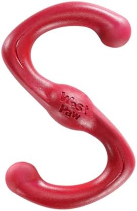 WEST PAW Zogoflex Bumi Dog Tug Toy – S-Shaped, Lightweight Chew Toys for Fetch, Play, Pet Exercise – Tug of War Soft Flinging Squishy Chewy Toy for Dogs – Guaranteed, Latex-Free, Large 9.5", Ruby