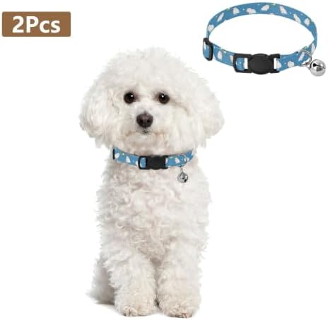 Cute Cartoon Capybaras Blue Metal Bell Included Small Dog Collar 2 Pack Collar for Kitten