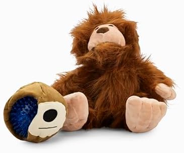 Flourish Pets 3 in 1 Multi-Layer Chew Toy for Active Dogs | Non-Toxic BPA Free Double Stitched Soft Fabric Exterior Dog Toys | Long-Lasting Dog Plush Toys - Small Sasquatch 9.5"