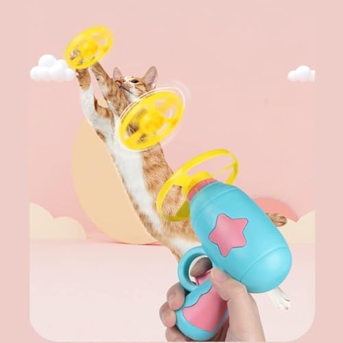 18 Pcs Cat Fetch Toy with Colorful Flying Propellers Set, Cat Playing Tracking Interactive Toys for Kitten Chasing Training Hunting
