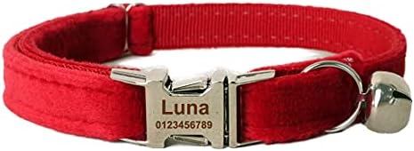 Cat Collar Personalized with Name Phone Number Engraved,Customized with Bell for Small Dogs Puppy Kitten