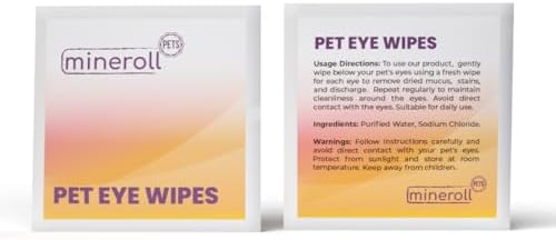 Pet Eye Wipes for Dogs & Cats - Individually Wrapped, Gentle Tear Stain Remover, Fragrance-Free, Alcohol-Free, Vegan, Soft Non-Woven Fabric - 20 Count