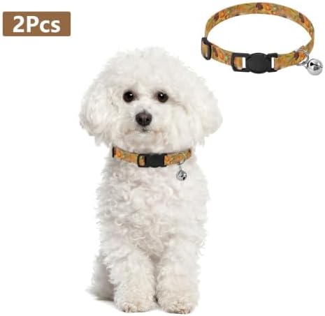 Vintage Thanksgiving Pumpkins Collars for Puppies, 2 Pack Cat Collar Breakaway with Bell
