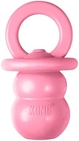KONG Puppy Binkie, Natural Rubber Teething Toy, for Medium Puppies, Pink