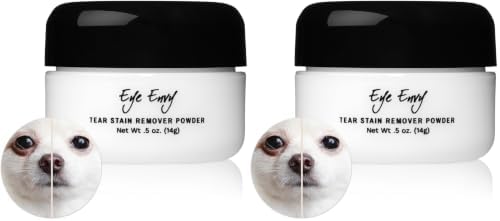 Eye Envy Tear Stain Remover Powder for Dogs and Cats. Natural, Safe Formula. Apply Around Eyes. Absorbs and Cleans Tears and Staining. Keeps Area Dry. Made in The USA. (.5 oz) (Pack of 2)
