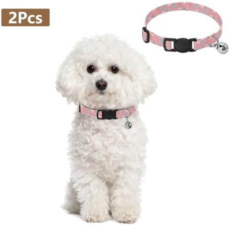 Cute Cartoon Dinosaurs Cat Collar Breakaway with Bell 2 Pack Kitten Collars Adjustable Length 10.6" to 17.1"