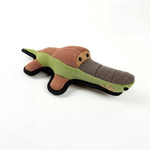 Selly's Den Durable Crocodile Dog Toy with Squeaker, 3 Layer Tough Chew Toy, Reinforced Fabric, 11.5 Inches, Interactive Pet Toy for All Breeds (Crocodile)