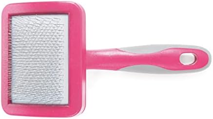 Ancol Ergo Cat Slicker Brush - Pink Grooming Tool for Removing Loose Fur and Detangling - Soft Bendy Pins for Glossy Coat Care - Ideal for Long Haired Cats