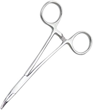 Pets ears/nose hair Puller Straight & Curved full serrated, stainless steel Home Hemostat Locking Forceps, Professional pet grooming tool for cats & dogs 2pcs set