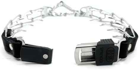 Herm Sprenger 2.25mm Prong Collar for Dog Training with Adjustable Length & Easy Quick Release Cliclock & Swivel Ring for Small/Medium Dogs (13-19" Neck)