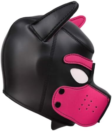 Adults Neoprene Puppy Hood Mask, Cosplay Dog Full Face Pup Hood Mask for Role Play and Costume Parties