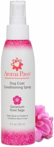 Dog Coat Conditioning Spray - Pet-Friendly Detangler Spray with Natural Essential Oils for Dogs - Daily Dog Spray to Eliminate Odors and Knots - Geranium Sage 4.5 oz.