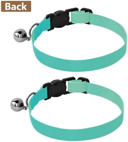 Turquoise Gradient Comfortable Cat Collar, 2 Pack Kitten Bell Collar