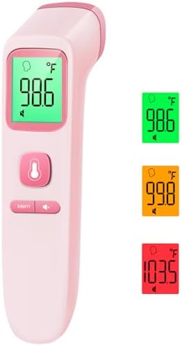 No-Touch Thermometer for Adults, Kids, Babies, 1-Sec Fast Accurate (Pink)