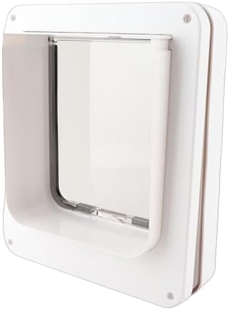 Fabater Smart Cat Door, 4 Way Locking Collar Activated Dog Flap, Automatic Pet Door with 2 Collars for Interior Exterior Window Wall Fence