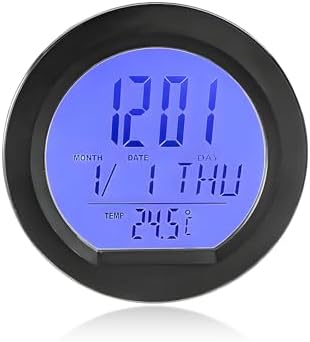 Car Digital Thermometer Clock, Dashboard Adhesive LCD Display Watch with Automatic Backlight at Night, Fahrenheit Temperature Display 24 Hour Format Time Clock for Car Home Office