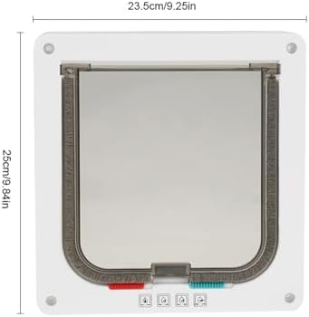 L Size 4-Way Lockable Pet Door, Secure Flap for Cats and Small Dogs, DIY Installation, Weatherproof Double-Flap Design, White Plastic Material