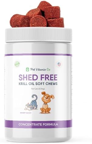 Krill Oil Shed-Free Soft Chews for Dogs - Reduce Shedding & Itching - Rich in Omega 3 & Antioxidants - Improves Skin & Coat - Made in USA - 60 Soft Chews