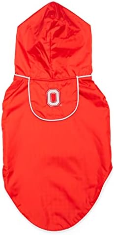 THE WORTHY DOG Ohio State Licensed Slicker Raincoat with Harness Hole, Red