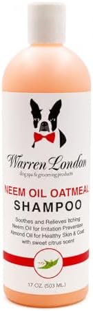 Warren London Neem Oil with Oatmeal Dog Shampoo - Deep Cleansing & Moisturizing for Sensitive Skin - Itch Relief & Odor Control - Made in USA - 17 oz