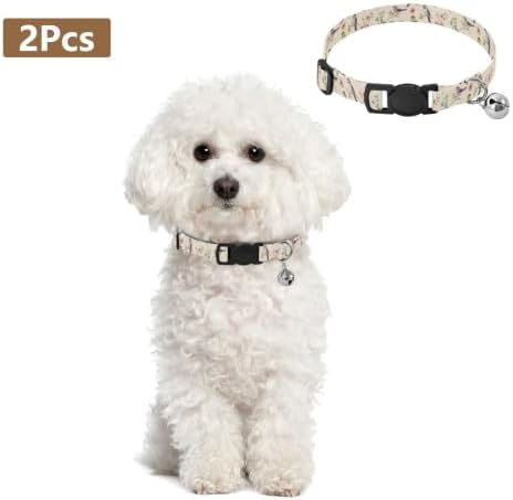 2 Pack Kitten Collar Watercolor Colorful Birds Bell Collar for Small Dogs, Adjustable 10.6 to 17.1 Inches