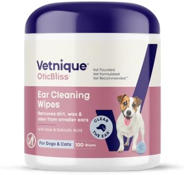 Vetnique Oticbliss Chlorhexidine Dog Ear Flush & Cleaning Wipes Bundle